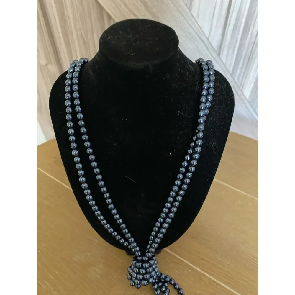 NWOT Charter club, navy faux pearl beaded necklace - Picture 3 of 5